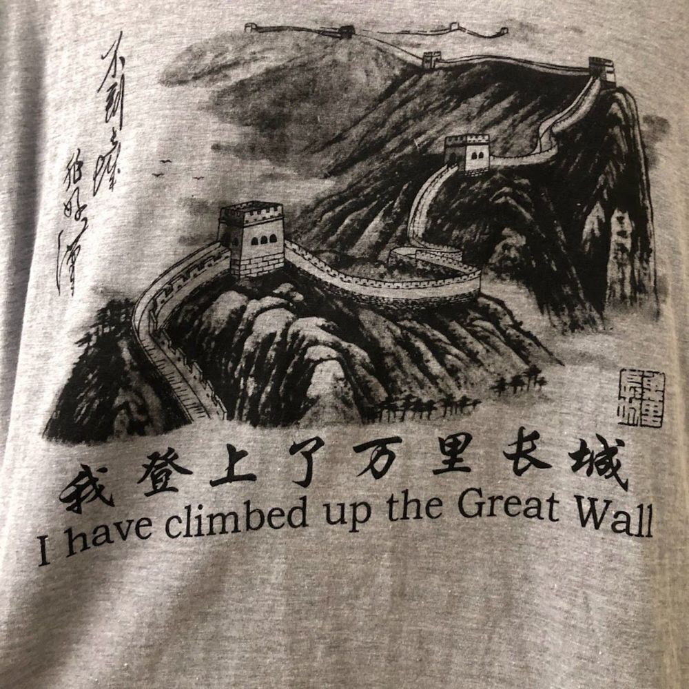 Great Wall of China Men's Unisex Gray Double Sided Graphic T-Shirt Souvenir XL - Picture 4 of 8